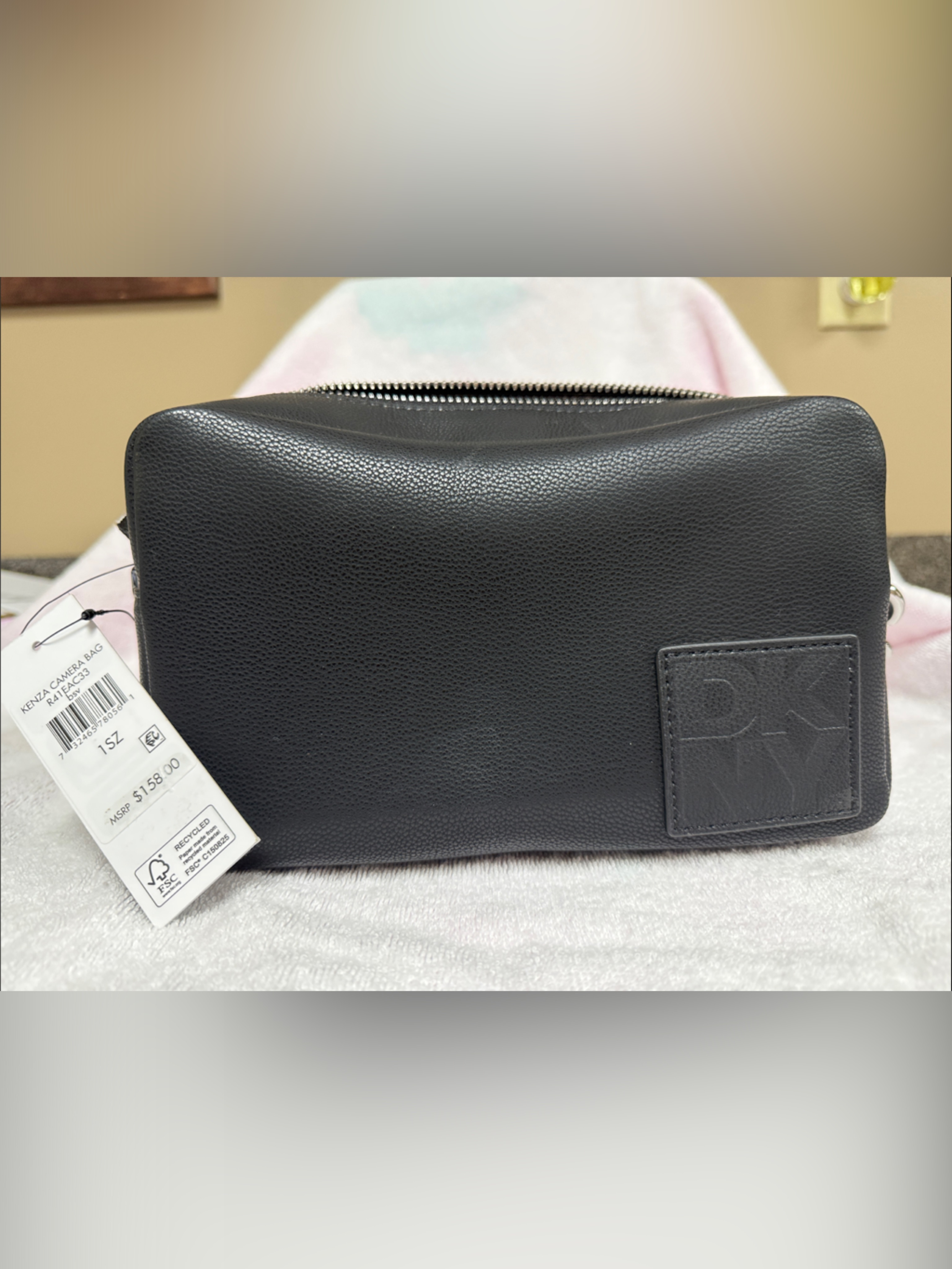 Dkny Womenâs Black Pebbled Leather Kenya Camera Bag Purse